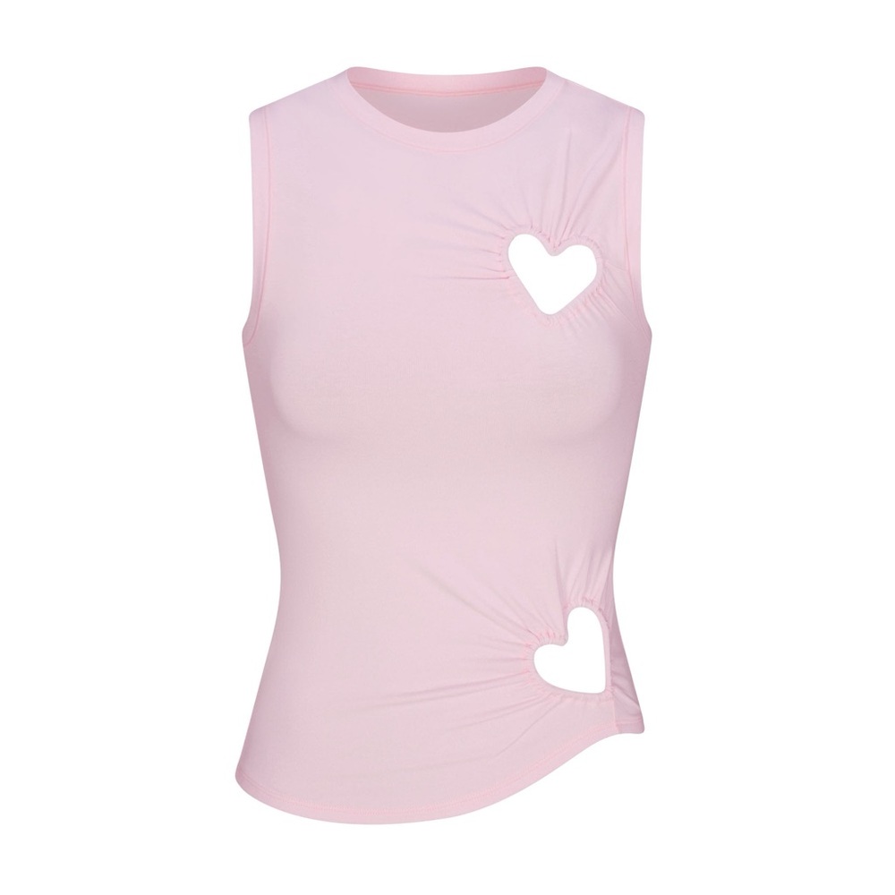 NWT SKIMS Cotton Jersey Heart Tank in CHERRY BLOSSOM sz S - RARE